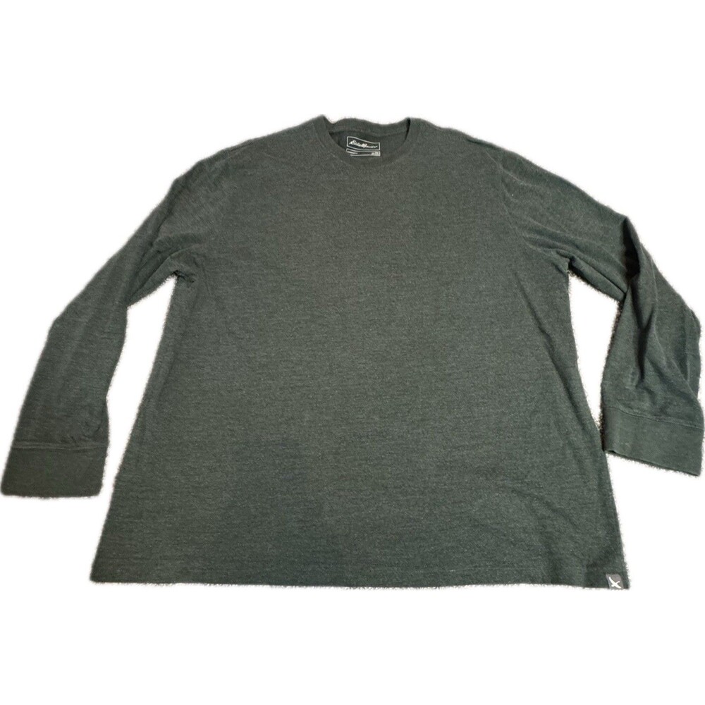 Eddie Bauer Legendwash Men's 2XL Long Sleeve Crewneck Pullover Shirt Gray/green